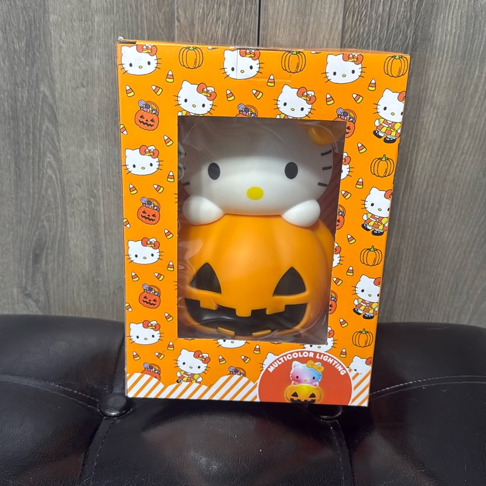 New Hello Kitty Jack O Lantern Halloween Pumpkin Multi Colored Light Aroma Fan